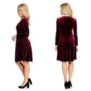 Marc Bouwer Unlimited Burgundy Velvet Long Sleeve Dress, New with Tags